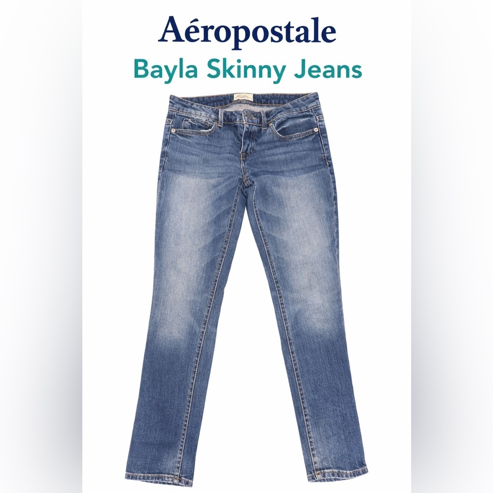 Aeropostale Bayla Skinny Jeans Size 3/4 Stretch Medium Wash Denim